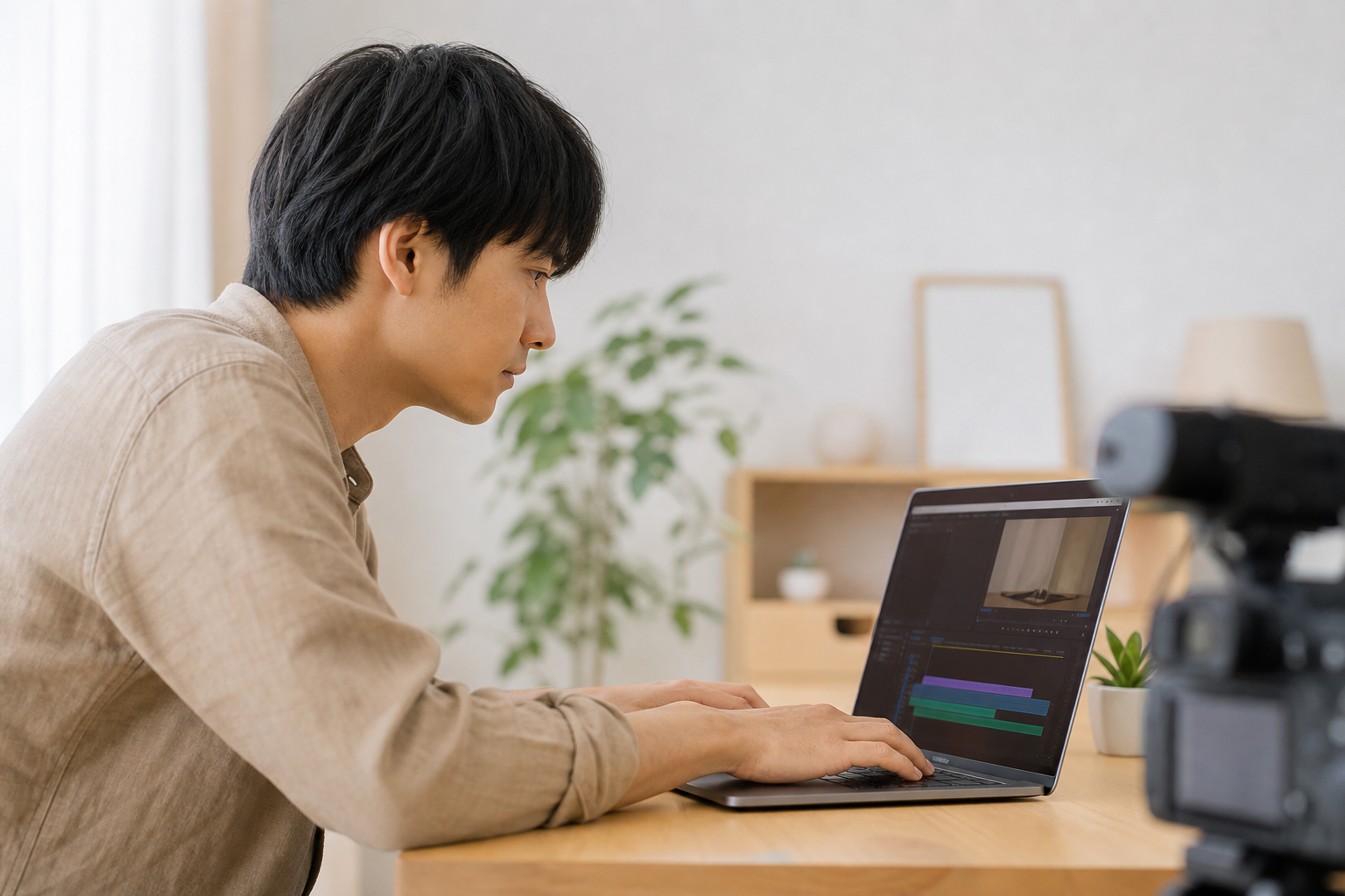 動画編集をする制作者